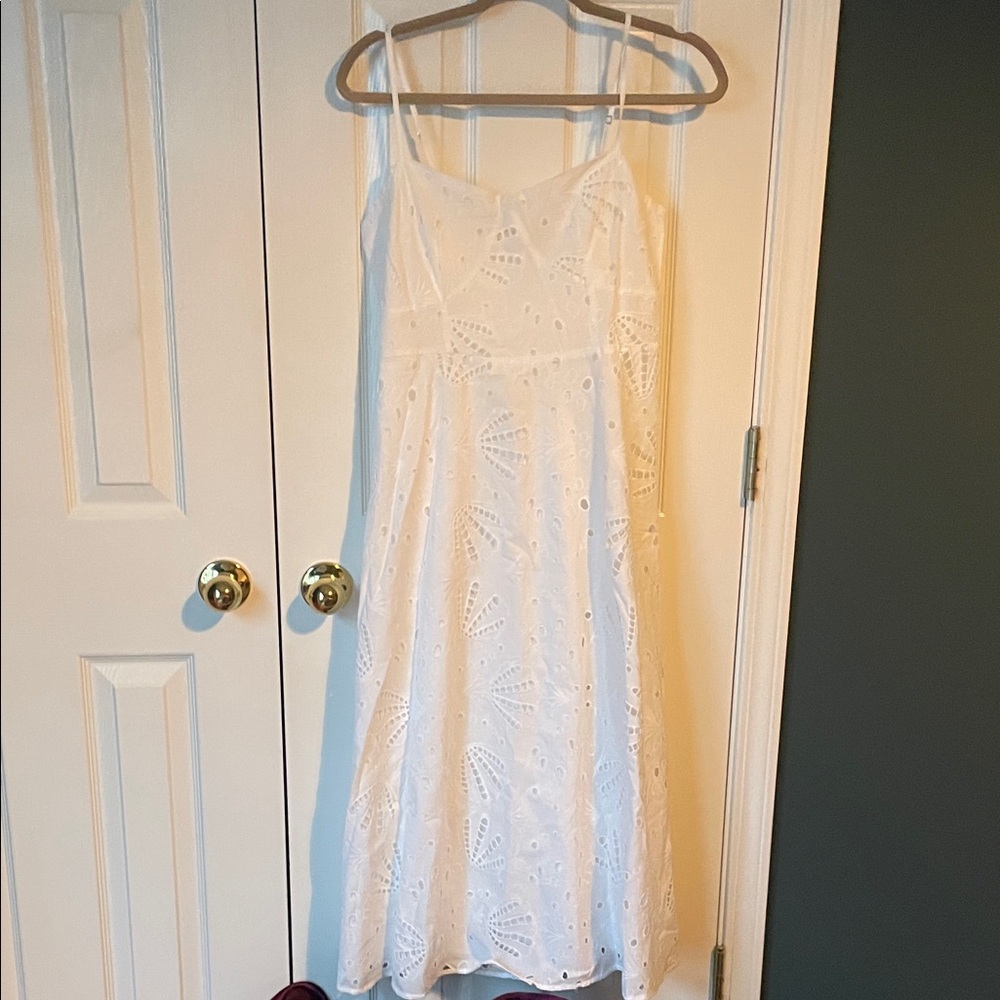 LOFT White Eyelet Midi Dress